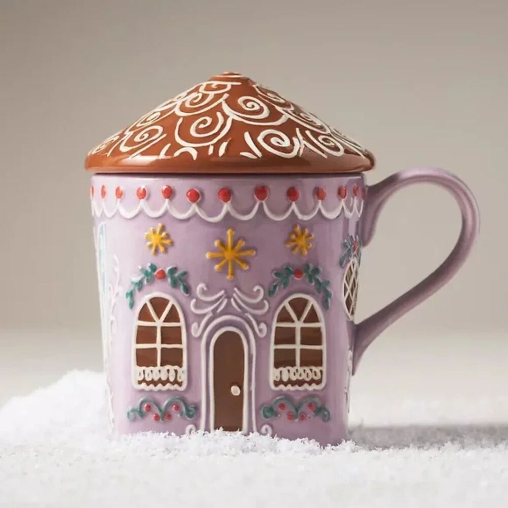 Anthropologie Lavender Ginger Stoneware Mug Mint NWT